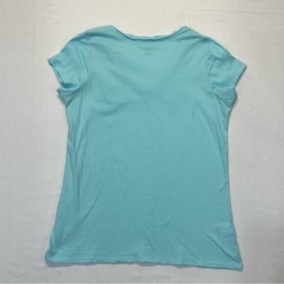 V-neck Pocket T-shirt Size Large light blue aqua short sleeve tee - Picture 3 of 8